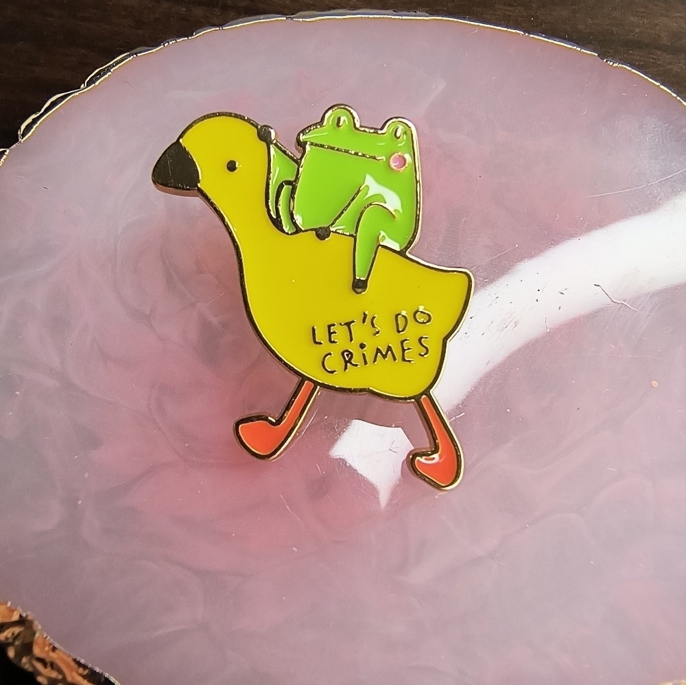 Yellow and Green Enamel Pin - Let's Do Crimes
